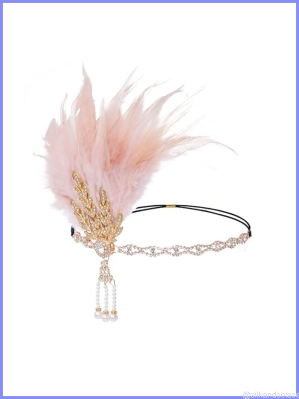Flapper Headband Roaring 20s Feather Headpiece Rhinestones Elastic Women